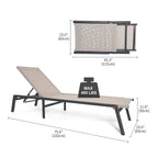 Foldable Lounge Chairs with 5 Reclining Positions and Round Table - N/A