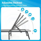 Foldable Lounge Chairs with 5 Reclining Positions and Round Table - N/A