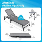 Foldable Lounge Chairs with 5 Reclining Positions and Round Table - N/A