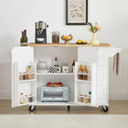 Rolling Kitchen Island Cart, Kitchen Island with Drop Leaf Counter top and Barn Door