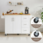 Rolling Kitchen Island Cart, Kitchen Island with Drop Leaf Counter top and Barn Door