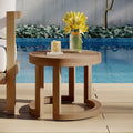 Outdoor Acacia Wood Side Table, 18 Solid Side Table for Patio, Pool, Porch ( Brown Wash)