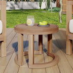 Outdoor Acacia Wood Side Table, 18 Solid Side Table for Patio, Pool, Porch ( Brown Wash)