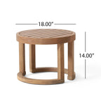 Outdoor Acacia Wood Side Table, 18 Solid Side Table for Patio, Pool, Porch ( Brown Wash)
