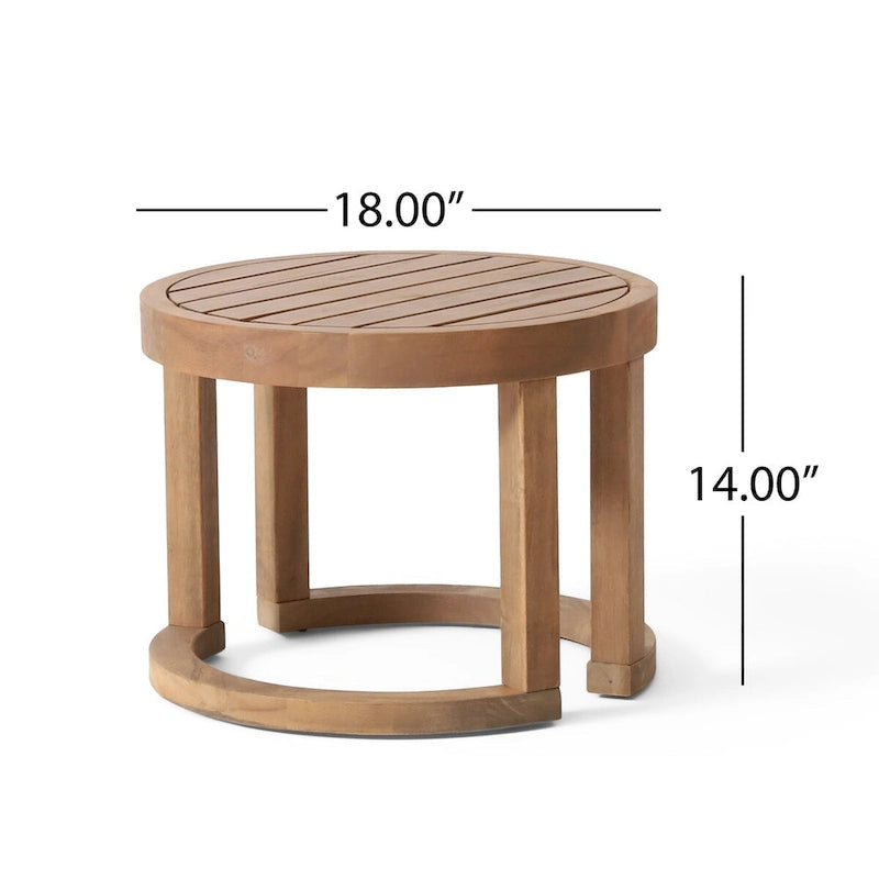 Outdoor Acacia Wood Side Table, 18 Solid Side Table for Patio, Pool, Porch ( Brown Wash)