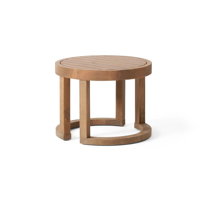 Outdoor Acacia Wood Side Table, 18 Solid Side Table for Patio, Pool, Porch ( Brown Wash)
