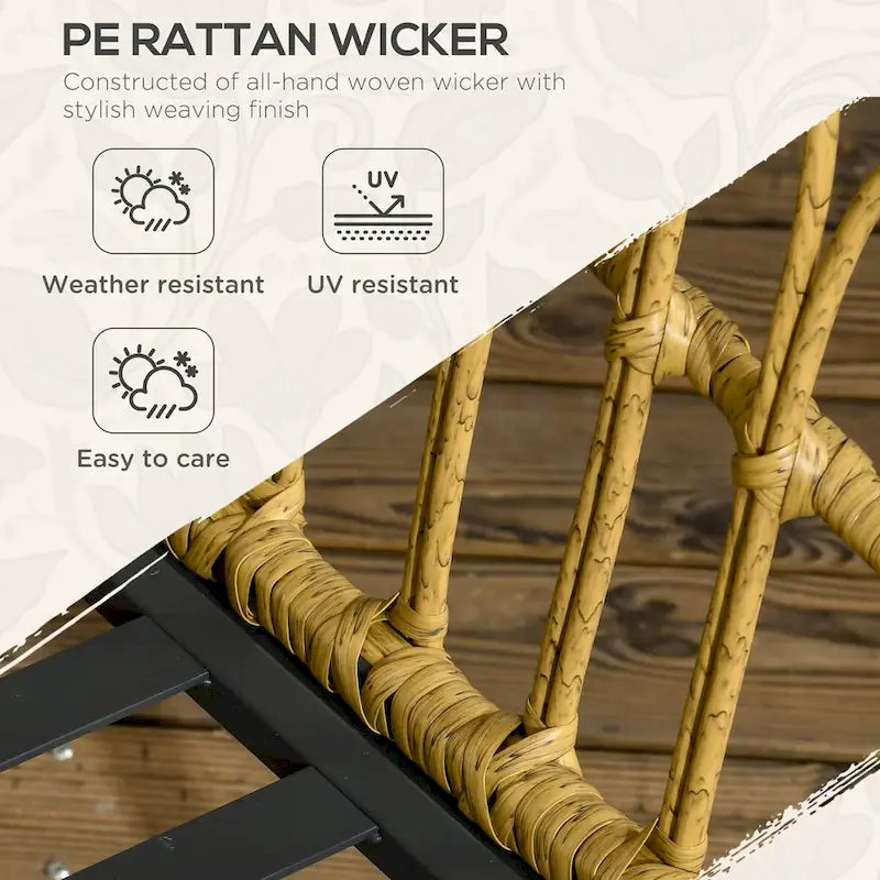 3 Piece Outdoor PE Rattan Conversation Set w/ 2 Rocking Chair & Table