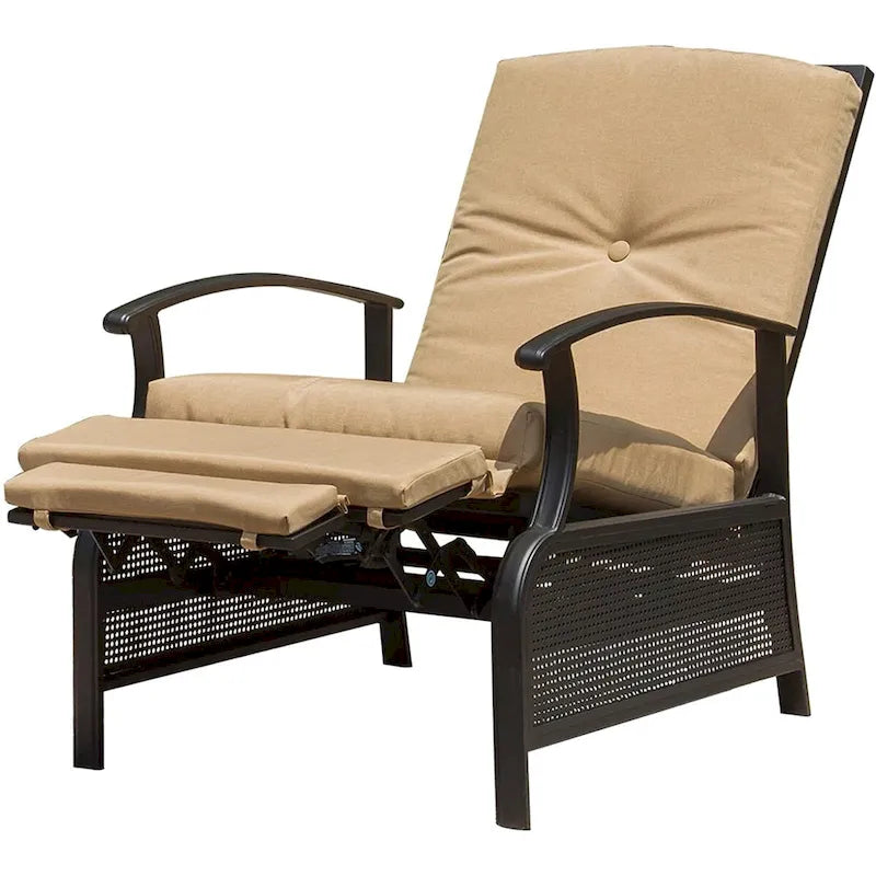 Patio Recliner Chair with Cushions,Adjustable Lounge Chair,Reclining Patio Chairs with Strong Extendable Metal Frame(1 Chair)