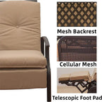 Patio Recliner Chair with Cushions,Adjustable Lounge Chair,Reclining Patio Chairs with Strong Extendable Metal Frame(1 Chair)