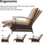 Patio Recliner Chair with Cushions,Adjustable Lounge Chair,Reclining Patio Chairs with Strong Extendable Metal Frame(1 Chair)