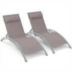 Chaise Lounge Set of 2 Patio Recliner Chairs with Adjustable Backrest and Removable Pillow for Beach Pool(2 Lounge Chair)