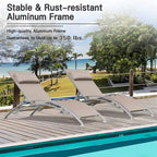 Chaise Lounge Set of 2 Patio Recliner Chairs with Adjustable Backrest and Removable Pillow for Beach Pool(2 Lounge Chair)