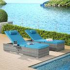 Outdoor Patio Chaise Lounge Chair,Lying in bed with PE Rattan and Steel Frame, PE Wickers