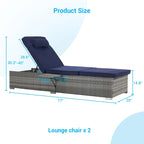 Outdoor Patio Chaise Lounge Chair,Lying in bed with PE Rattan and Steel Frame, PE Wickers