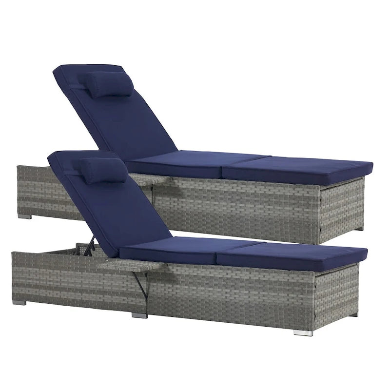 Outdoor Patio Chaise Lounge Chair,Lying in bed with PE Rattan and Steel Frame, PE Wickers