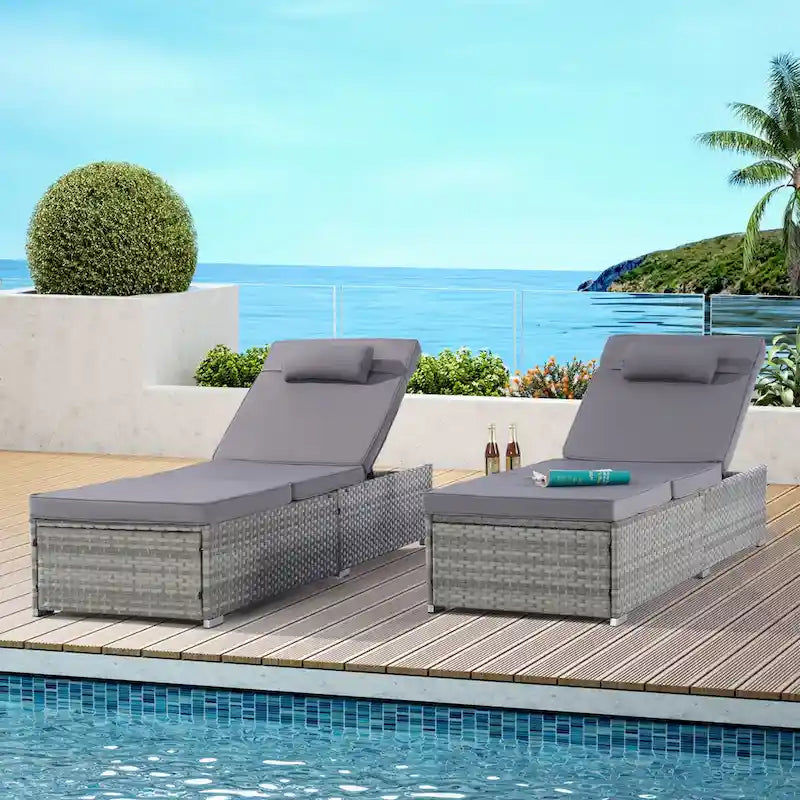 Outdoor Patio Chaise Lounge Chair,Lying in bed with PE Rattan and Steel Frame, PE Wickers