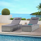 Outdoor Patio Chaise Lounge Chair,Lying in bed with PE Rattan and Steel Frame, PE Wickers