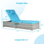 Outdoor Patio Chaise Lounge Chair,Lying in bed with PE Rattan and Steel Frame, PE Wickers