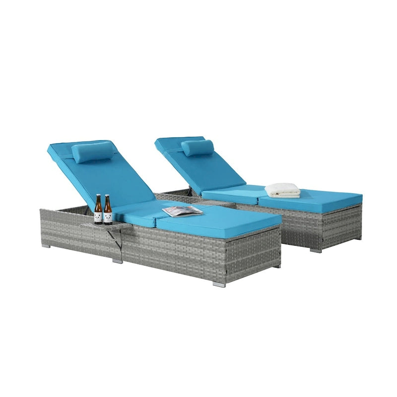 Outdoor Patio Chaise Lounge Chair,Lying in bed with PE Rattan and Steel Frame, PE Wickers