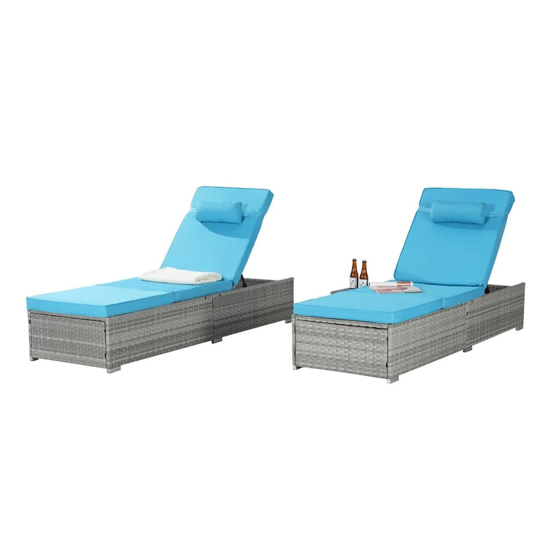 Outdoor Patio Chaise Lounge Chair,Lying in bed with PE Rattan and Steel Frame, PE Wickers