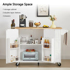 Rolling Kitchen Island with Drop Leaf Countertop,Barn Door Kitchen Island Table with Storage Cabinet and Tower Rack