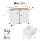 Rolling Kitchen Island with Drop Leaf Countertop,Barn Door Kitchen Island Table with Storage Cabinet and Tower Rack