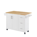 Rolling Kitchen Island with Drop Leaf Countertop,Barn Door Kitchen Island Table with Storage Cabinet and Tower Rack