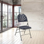 Hampden Furnishings Lusitano Collection Fan Back Folding Chair, Pack of 4