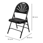 Hampden Furnishings Lusitano Collection Fan Back Folding Chair, Pack of 4
