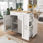 Kitchen Island with Drop Leaf,Kitchen Storage Cart with 3 Tier Pull Out Cabinet Organizer,Kitchen Cart on Wheels with Towel Rack
