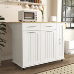 Kitchen Island with Drop Leaf,Kitchen Storage Cart with 3 Tier Pull Out Cabinet Organizer,Kitchen Cart on Wheels with Towel Rack