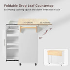 Kitchen Island with Drop Leaf,Kitchen Storage Cart with 3 Tier Pull Out Cabinet Organizer,Kitchen Cart on Wheels with Towel Rack