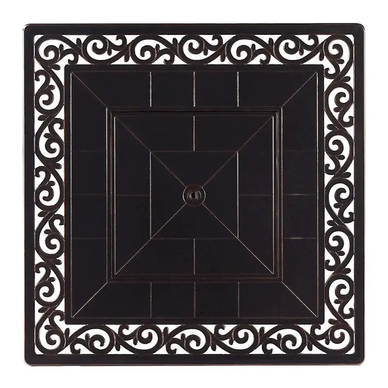 Black Aluminum Fire Table Set with Four Club Chairs