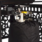 Black Aluminum Fire Table Set with Four Club Chairs