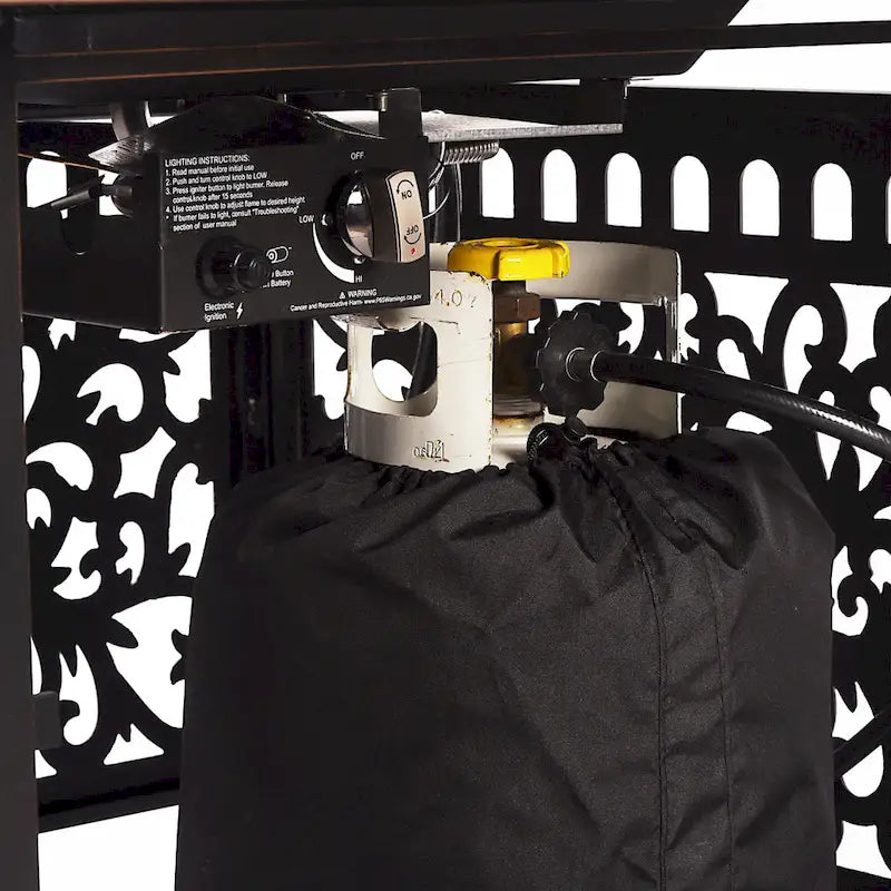 Black Aluminum Fire Table Set with Four Club Chairs