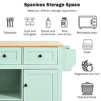 Kitchen Cart with Rubber Wood Drop-Leaf Counter Top