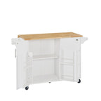 Kitchen Island with Drop Leaf Countertop, Barn Door Kitchen Island Table, Storage Cabinet and Tower Rack, Island Table On Wheels