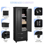 Tall Storage Cabinet with Two Drawers for Bathroom/Office
