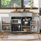 Rolling Kitchen Island with Divider and Internal Storage Rack