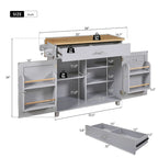Rolling Kitchen Island with Divider and Internal Storage Rack