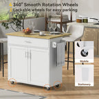 Rolling Kitchen Island with Divider and Internal Storage Rack