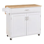 Rolling Kitchen Island with Divider and Internal Storage Rack