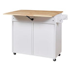 Rolling Kitchen Island with Divider and Internal Storage Rack