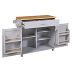 Rolling Kitchen Island with Divider and Internal Storage Rack