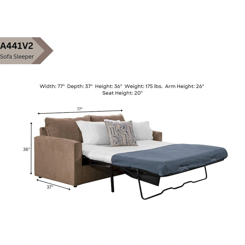 Delilah Model 8-040M-A441V2 Sleeper Sofa with 2 Throw Pillows