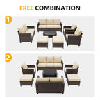 9 - Person Outdoor Seating Group with Cushions