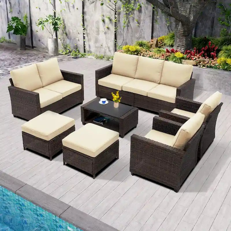 9 - Person Outdoor Seating Group with Cushions