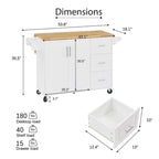 Kitchen Island with Drop Leaf Countertop and Rolling Cart