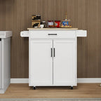 Kitchen Island Rolling Trolley Cart with Drawer, Doors, Storage Racks, Adjustable Shelves