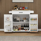 Kitchen Island Rolling Trolley Cart with Drawer, Doors, Storage Racks, Adjustable Shelves
